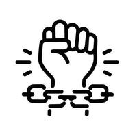Line Art Fist Breaking Chains Symbolizing Freedom and Empowerment Icon vector