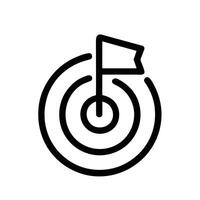 Minimalist Outline Bullseye Target with Flag Stick Symbol Shape Icon vector