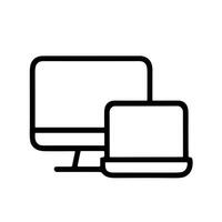 Simple Outline Laptop And Monitor Display Device Electronic Icon vector