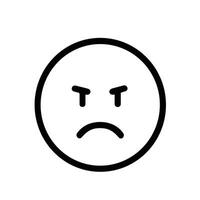 Simple Line Angry Face Circle Expression Minimalist Emoticon Graphic Element vector
