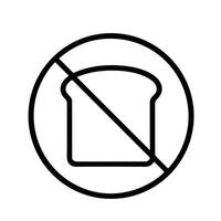 Minimalist Outline Bread Slice Prohibition Symbol within Circle Sign Icon vector
