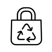 Handdrawn Outline Reusable Bag with Recycle Sign Environmental Concept Icon vector