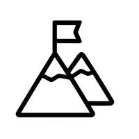Outline Minimalist Mountain Top With Flag Destination Symbol Icon Graphic vector