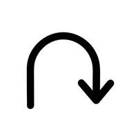 Simple Line Art Horseshoe Bend Arrow Sign Navigation Icon Symbol vector