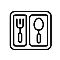 Simple Line Lunchbox with Fork and Spoon Icon Food Illustration vector