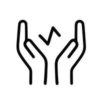 Lineart Hand Drawn Energy Bolt Between Open Hands Illustration Icon vector