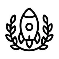 Line Drawing Laurel Rocket Icon Badge Design Element Illustration vector