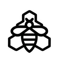Minimalist Line Honeycomb Bee Insect Outline Symbol Graphic Element vector