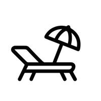 Minimalist Outline Beach Bed with Umbrella Icon Design Element vector