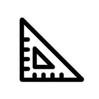 Minimalist Outline Triangle Ruler Stationary Tool Icon for Graphic Design vector