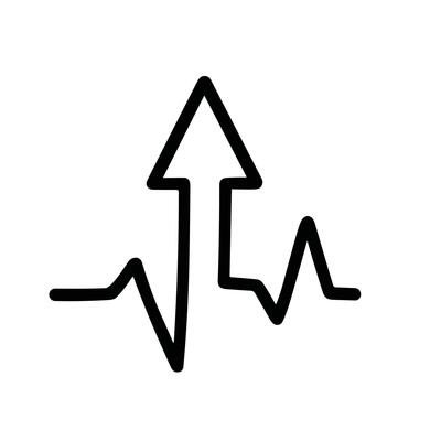 Minimalist Line Arrow Up with Pulse Signal Graphic Icon Symbol