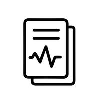 Outline Minimalist Report Document with Cardiogram Data Graphic Icon vector