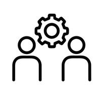Simple Outline Gear Collaboration Teamwork Management Concept Process Icon Symbol vector