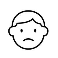 Simple Outline Sad Face Expression Emoticon Representing Negative Emotion vector