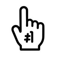 Line Drawing Finger Pointer Hand Number One Gesture Icon Symbol vector