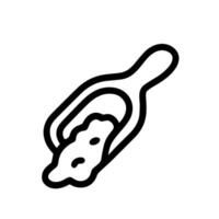 Outline Simple Handdrawn Scoop with Grain, Flour, or Powder Icon vector