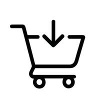 Simple Outline Shopping Cart Arrow Down Sign Symbol Icon Design vector