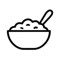 Simple Outline Bowl of Oatmeal with Spoon Line Icon Symbol vector