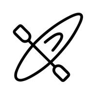 Simple Outline Kayak with Paddle Top View Sport Icon Element vector