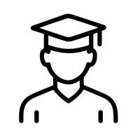 Minimalist Outline Student Portrait with Graduation Cap Education Icon vector