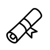 Simple Outline Rolled Certificate Document Paper Symbol with Ribbon Icon vector