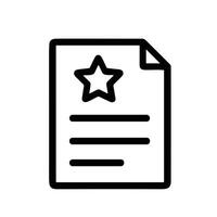 Simple Outline Star On Document Page Content Symbol Icon vector