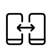 Minimalist Outline Two Smartphone Data Transfer Synchronization Communication Icon vector