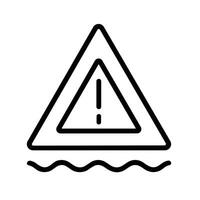 Simple Outline Triangle Exclamation Flood Sign Warning Hazard Icon vector