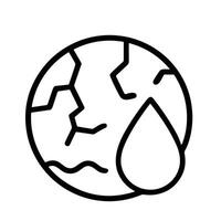 Minimalist Outline Globe with Crack and Water Drop Icon Illustration vector