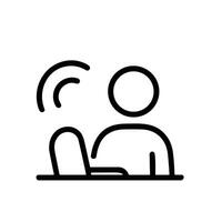 Minimalist Outline Person Waving Hand Hello Communication Line Icon vector