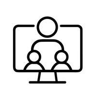 Outline Simple Line Style Online Meeting Group Call People Icon vector