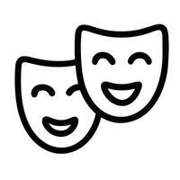 Simple Outline Smiling Face Comedy Tragedy Mask Stage Performance Icon vector