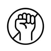 Linear Stop Hand Raised Fist Gesture Icon with Circular Frame Symbol vector
