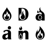 Fire and water unite within letters to spell out designs vector