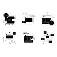 Celebrating Social Media Day with creative graphic representations clock time icons in grayscale vector
