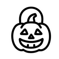 Simple Outline Smiling Pumpkin Face with Handle Icon Illustration vector