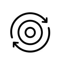 Minimalist Lineart Circle Rotation Arrow Process Flow Diagram Icon vector