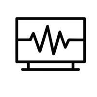 Outline Simple Monitor with Wavy Line Graph Displaying Data Information vector