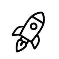 Simple Outline Handdrawn Spaceship Rocket Launching into Space Icon Illustration vector