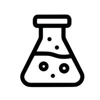 Minimalist Outline Science Flask with Bubbles Experiment Equipment Icon vector