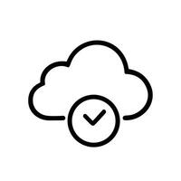 Simple Line Art Cloud Checkmark Sign Symbol Minimalist Icon Design vector
