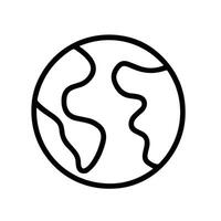 Simple Line Art Globe Earth Outline Geography Shape Icon Element vector