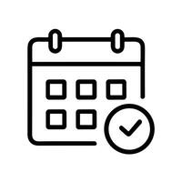 Minimalist Outline Calendar with Checkmark Symbol for Event and Reminder Icon vector