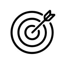 Minimalist Outline Dartboard Arrow Aim Target Achievement Focus Icon vector