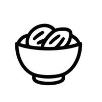 Simple Outline Bowl of Dates Middle Eastern Ramadan Food Icon vector