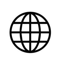 Simple Outline World Globe Grid Icon Symbol Communication Technology vector