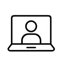 Simple Outline Notebook Computer Human Shape User Interface Icon vector