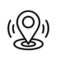 Minimalist Line Style Location Pin Vibration Signal Map Icon vector