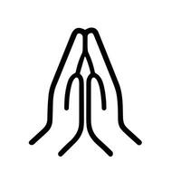 Simple Outline Open Prayer Hand Gesture Religious Line Art Icon vector