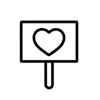 Simple Outline Heart Shape on Sign Board for Demonstration Icon vector
